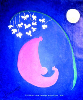Universe with Orchids and Moon