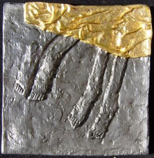 Zvěstování, detail - malý cínový reliéf